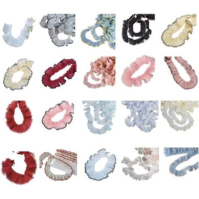 Multiuse Fabric Pleated Lace Trim All Matching Dog Teeth Lace for Garment Decors