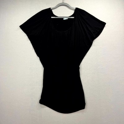 Chatoyant Solman Style Mini Dress Womens Large Black Jersey Stretch Scoop Neck
