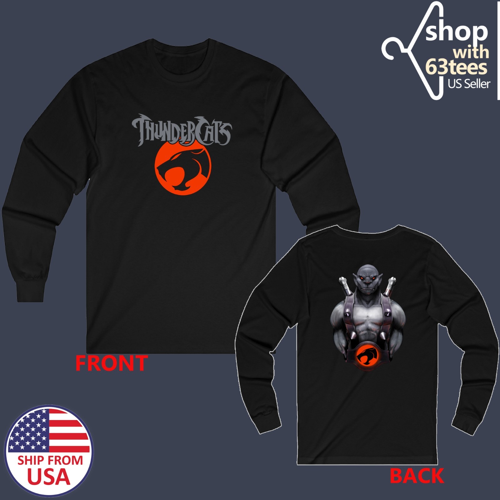 Thundercats Panthro Retro Cartoon TV Show Men's Black Size S to 3XL