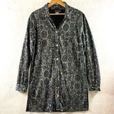 Vintage Womens Metallic Tunic Top Sz M Oversized Disco Glam Event Maximalism USA