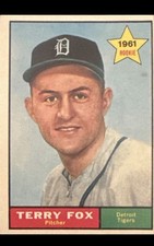 Topps 1961 Terry Fox Rookie Detroit Tigers #459 MLB Baseball Trading Card. rookie card picture