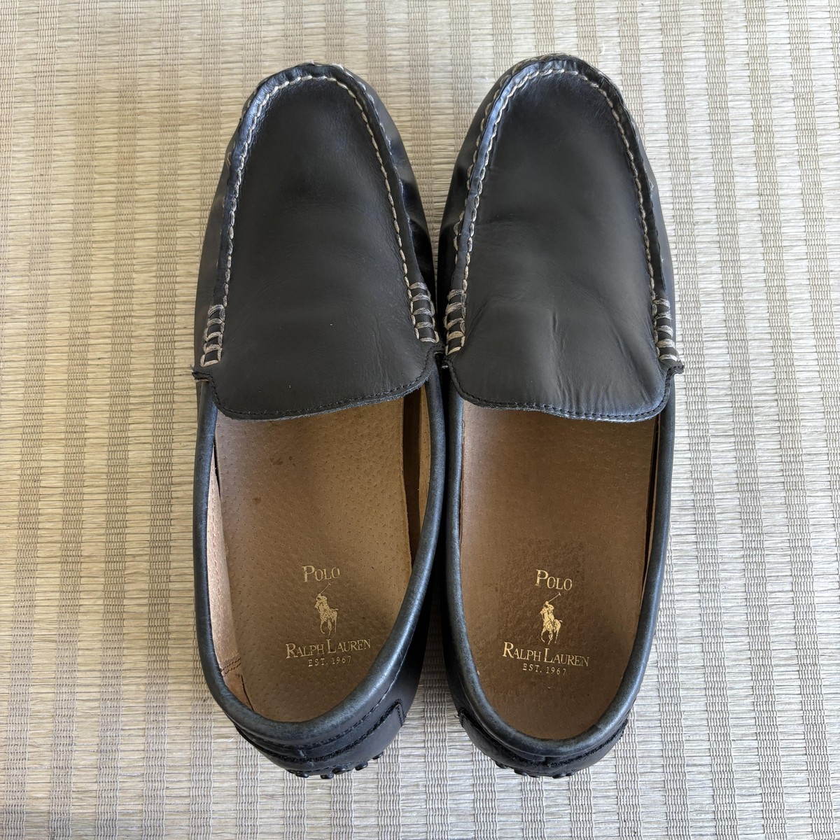 Polo Ralph Lauren Woodley Black Leather Loafer Drivers Men\'s 10.5 D Shoes Polo Ralph Lauren Woodley Loafers Driving Shoes Mens Size 10  main image 2