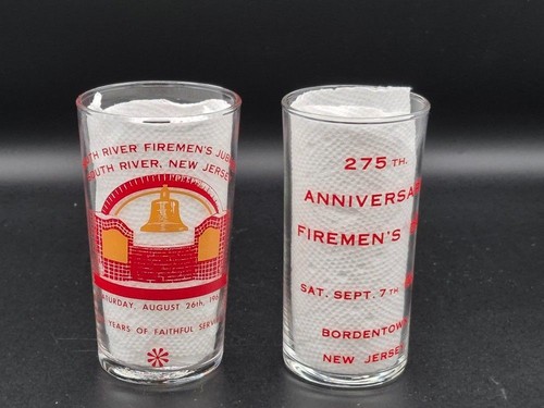 Set of 2 Vintage Firefighters Glasses, New Jersey