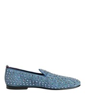 Dolce & Gabbana Blue Suede Studded Dress Men Loafers Men's Shoes