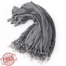 Epakh Gray Lanyards Bulk 100 Pcs ID Badge Neck Lanyards J Hook