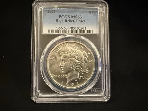 1921 Peace Dollar High Relief PCGS MS63+