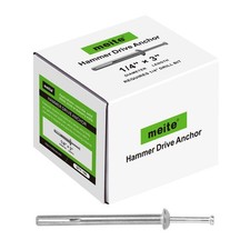 meite Hammer Drive Anchors 1/4" x 3" for Electrical Boxes Fixture, Zinc-Plated