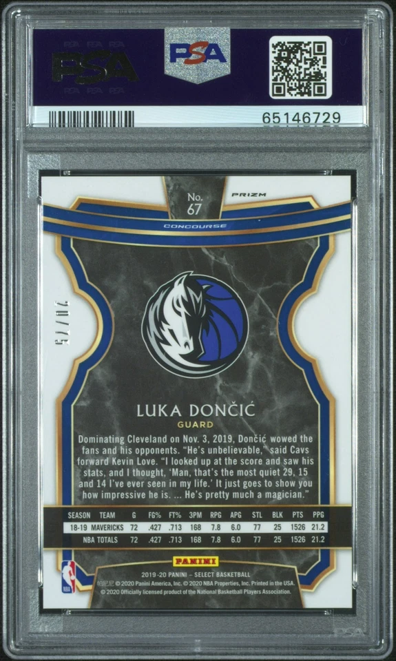 2019 Panini Select LUKA DONCIC #67 Lakers NEON GREEN Prizm /75 PSA 10 - 2ND YEAR - Image 2 of 2