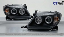 Black Dual Halo Led Headlights For Toyota Hilux Sr5 2005-2010 4x4 Ute Pair N70