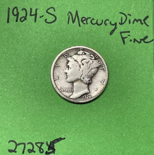 1924 S Mercury Dime 10c 90% Silver Fine See Pictures