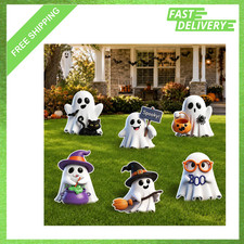 Halloween Ghost Yard Signs 6 Pack Colorful Outdoor Decorations 13x15 Inches