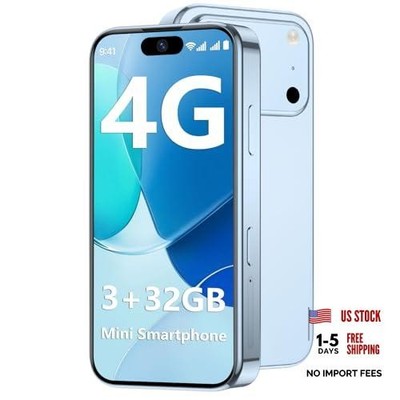 Mini Phone 4G Unlocked 3+32GB Mini Smartphone with 3.7'' HD Touch Screen Blue