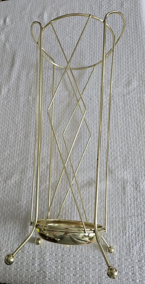 Vintage Solid Brass Bauhaus Style MCM Umbrella Stand Original Pan Flawless - Image 2 of 4