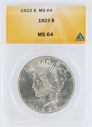 1923 Peace Silver Dollar ANACS MS64 S$1 Philadelphia Minted No Reserve
