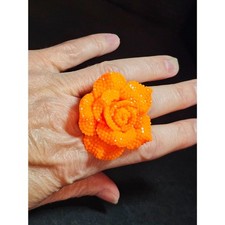 Large sparkly orange rose ring
