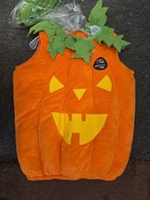 Pumpkin Costume Orange Plush Toddler Size 3 Years Hallows Eve Halloween W/hat