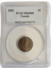 1925 Canada 1c One Cent PCGS **MS-64RB**