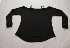 Shein Sweatshirt Women's 8 Waffle Dark Minimalist Feminine Lounge Jet Black
