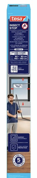 tesa Insect Stop Falt Fliegengitter Fenster Insektenschutz Anthrazit 80-140 Cm-image