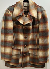 Vintage Pendleton Jacket Size 44 46 Wool Western Wear Plaid Coat DAMAGE FOLD