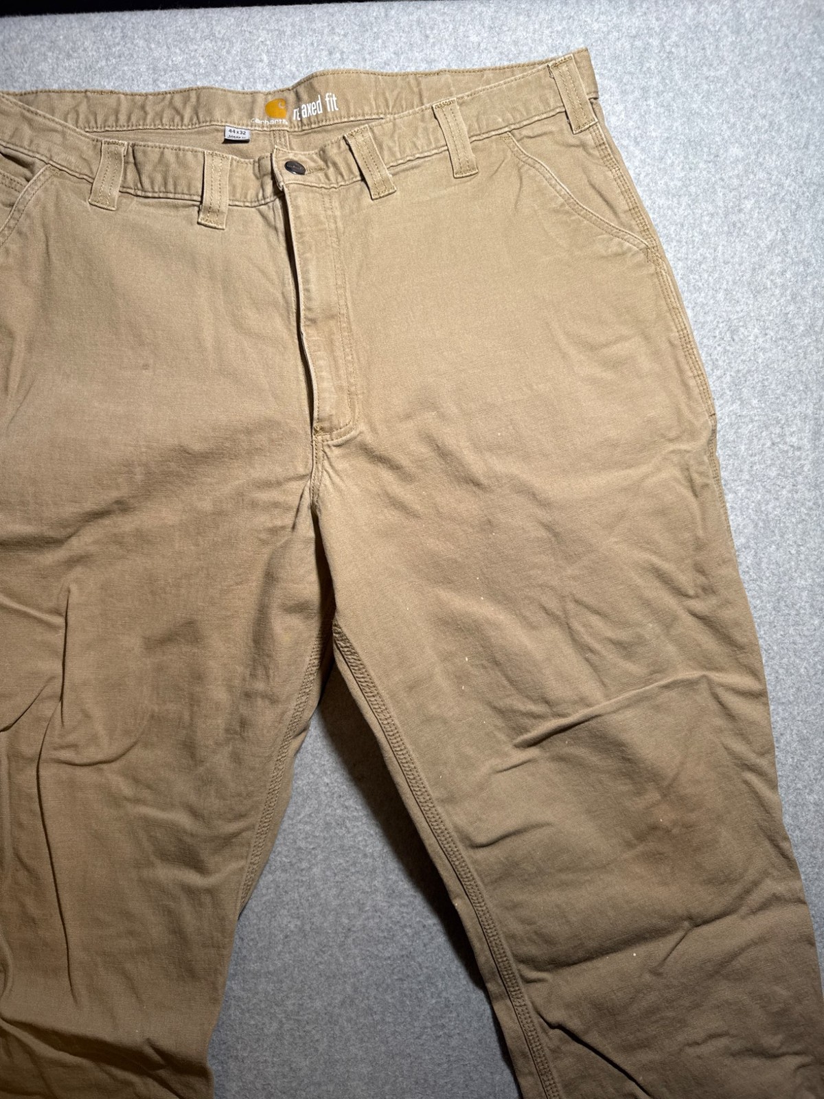 Carhartt Relaxed Fit Work Pants Khaki 44x32 Durable Canvas Used thumbnail 4