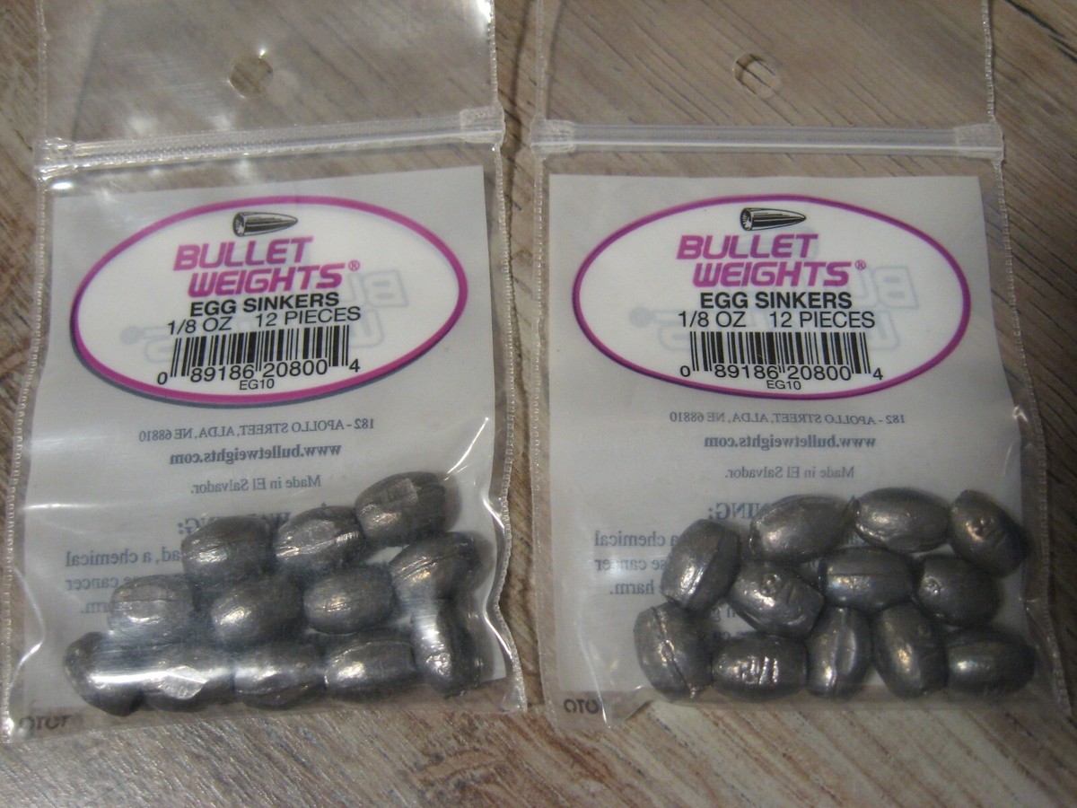 Packs Bullet Weights Egg Sinkers 1/8 Oz Lead Weights (12 Per Pack)