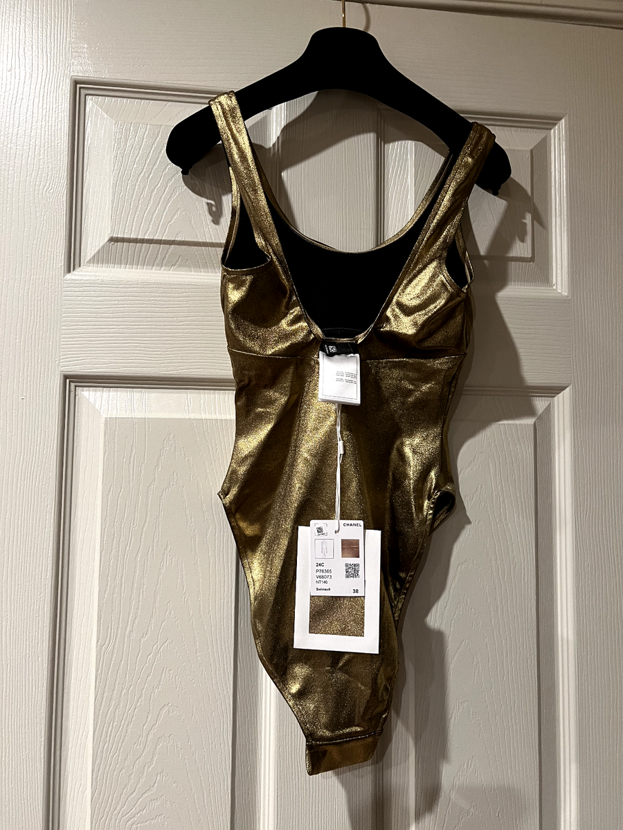 24C【CHANEL】スイムウェア トップ CHANEL 2024C NEW TAGS GOLD CRYSTAL EMBELLISHMENTS ONE-PIECE