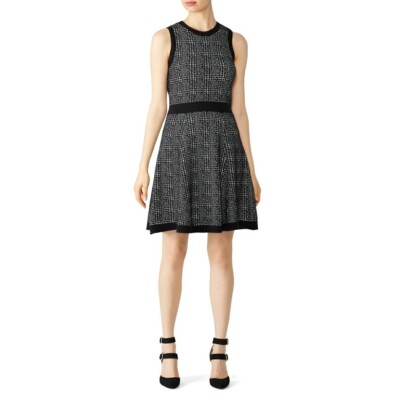 Kate Spade Out West Sleeveless Mod Plaid Sweater Dress Black/White Size X Small