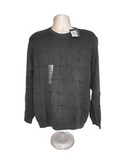 Izod Sweater Mens L Green Long Sleeve Crewneck Embroidered Classic Cotton NWT