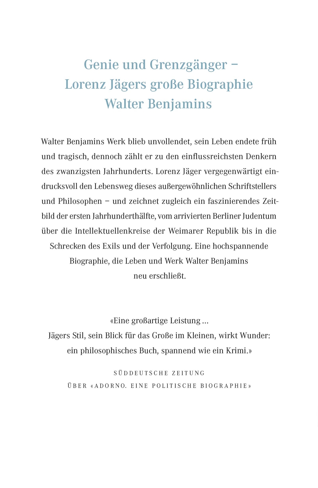 Thumbnail - Lorenz Jäger / Walter Benjamin9783871348211