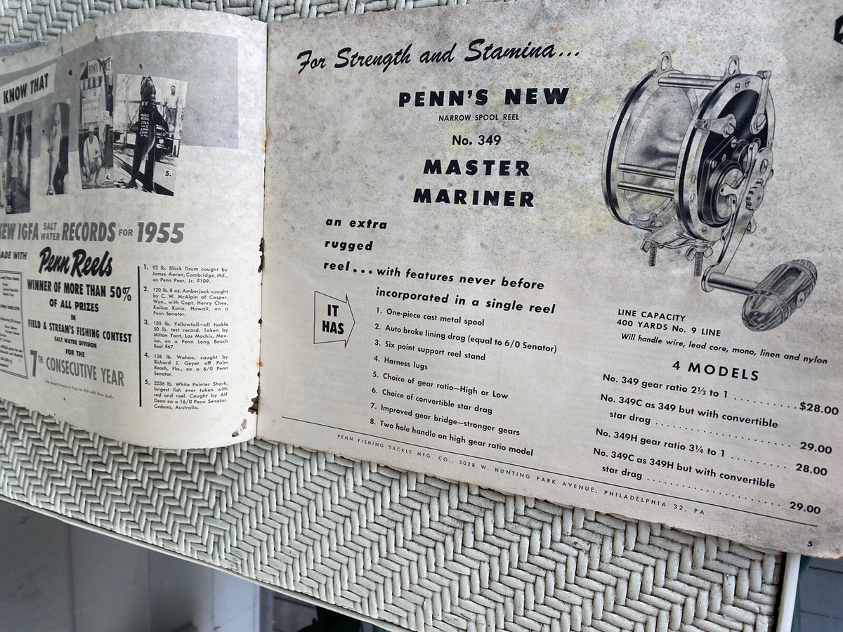 Page Catalogue Pêche Vintage 1955 – Life Time Spin Champ – Moulinet & Canne