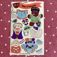 Vintage 1983 Sandylion Maxi Activity Sticker Sheet Halloween Bear Costume