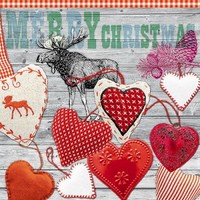 "20 Servietten\"X-Mas Hearts\"Alpenchic*Holzwand*Herz(En)*Elch*33X33*Weihnachten"
