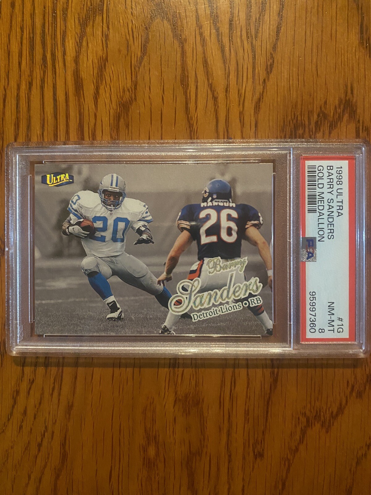 1998 Ultra #1G Barry Sanders Gold Medallion PSA 8 NM-MT