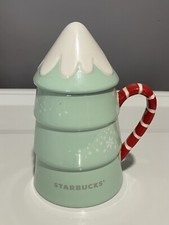 Starbucks 2015 Christmas Tree Mug Cup Mint Green Rare w Lid Holiday VTG