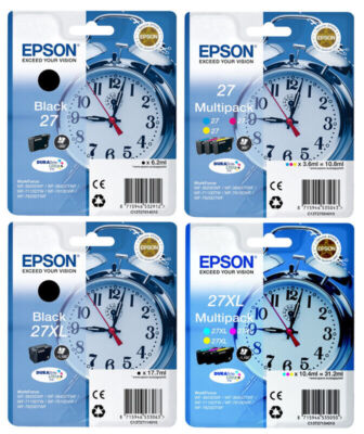 Epson ORIGINAL DRUCKER TINTE PATRONEN 27 Wecker-Serie WF3620DWF WF3640DTWF Sets