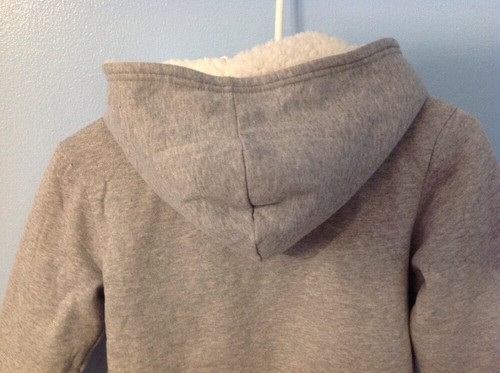 Kids Zippered Long Sleeves Sweat Jacket Gray Fleece Lined Hooded Size S(7/8) - Picture 7 of 9