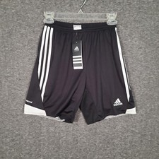 Adidas Clima Cool Youth Large Soccer Shorts with Drawstring Black White Unisex