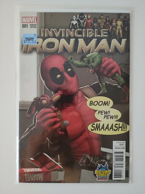 Marvel Invincible Iron Man #1 Midtown Comics DEADPOOL Variant