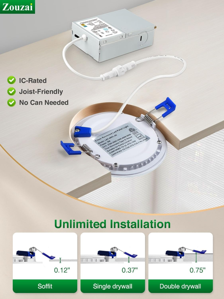 24 Pack 6 Inch UltraThin LED Recessed Ceiling Light with Junction Box