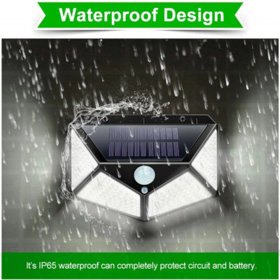 Solar Power 100 LED Light PIR Motion Sensor Outdoor Security Lamp Wall Garden