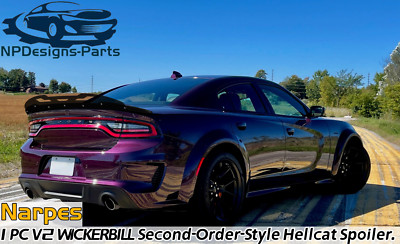 Narpes Design Spoiler W/ Gurney Flap V2 Wicker bill Fits Dodge Charger 2011-2023
