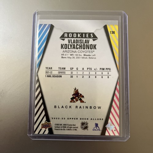 2022-23 Upper Deck Allure Hockey Vladislav Kolyachonok #136 Black Rainbow RC SP - Picture 3 of 3
