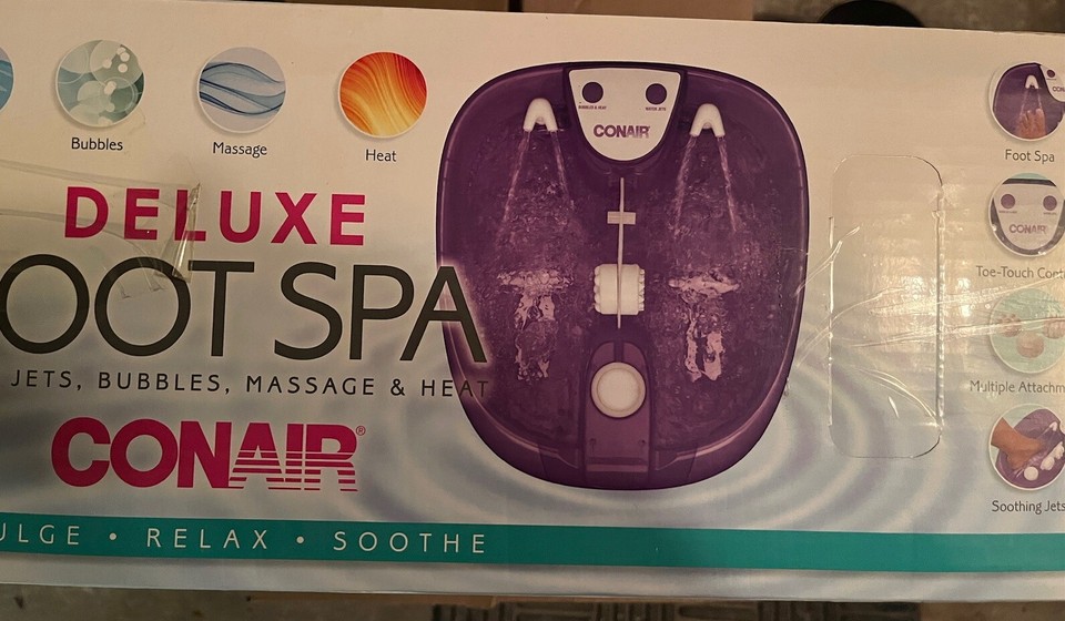 NEW CONAIR DELUXE FOOT SPA WITH JETS, BUBBLES, MASSAGE, HEAT IN BOX