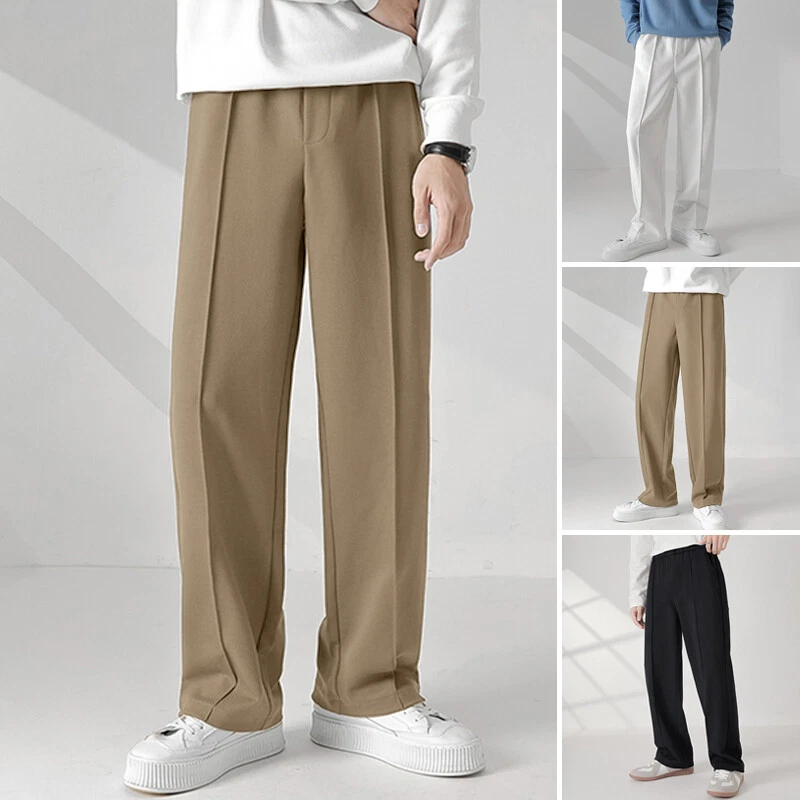 Men's Korean Casual Loose Straight Leg Trousers Sport Jogger Dance Long  Pants