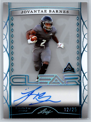 Jovantae Barnes 2022 Leaf Trinity Clear Platinum ARC Rookie Auto /25 CA-JB1