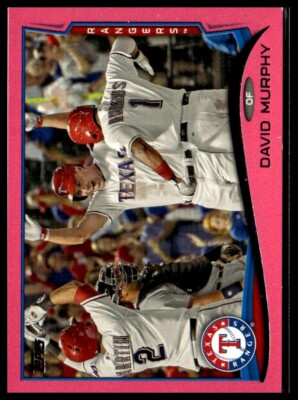 2014 Topps 39 David Murphy Texas Rangers Mother's Day Pink 18/50