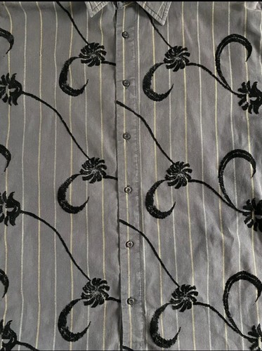 PX Clothing Mens XL Long Sleeve Button Up Dress Shirt Velvet Floral (Fits Large) - Picture 9 of 12