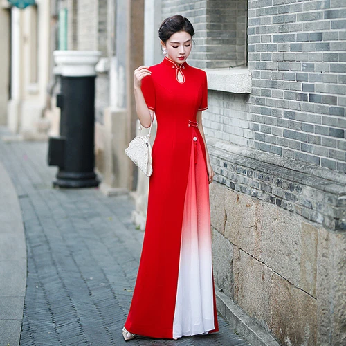 Vestido Hanfu Tradicional Chino Verano Largo Cheongsam Noche Mujeres Vestidos Qipao - Imagen 11 de 18