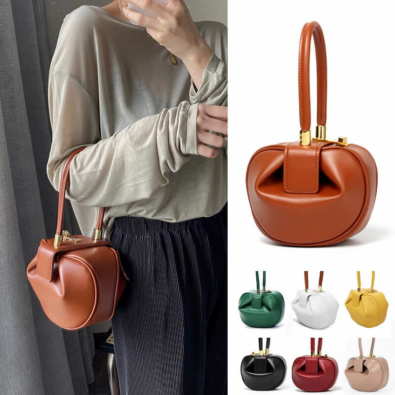 Leather clutch purse with handle top